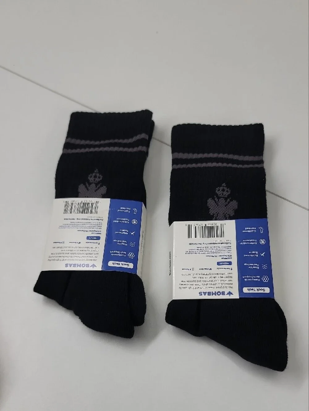 Bombas Set Of 2 Pairs Black Crew Socks Size Medium